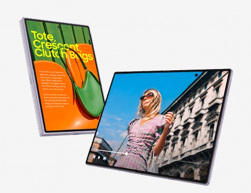 Posso guardare ogni video nel formato migliore? Lo schermo esterno di Galaxy Z Fold8 è ottimizzato per video brevi, social e contenuti verticali, mentre l’ampio schermo interno è ideale per film, serie e video in landscape.