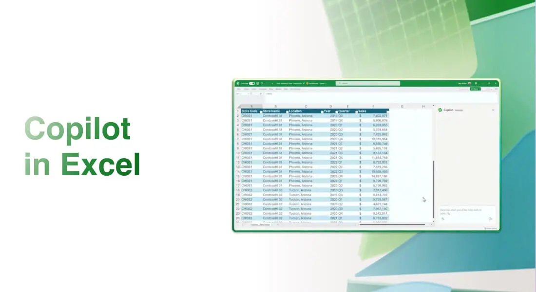 Schermata di Copilot in Excel che migliora la gestione dei dati e crea facilmente grafici e tabelle