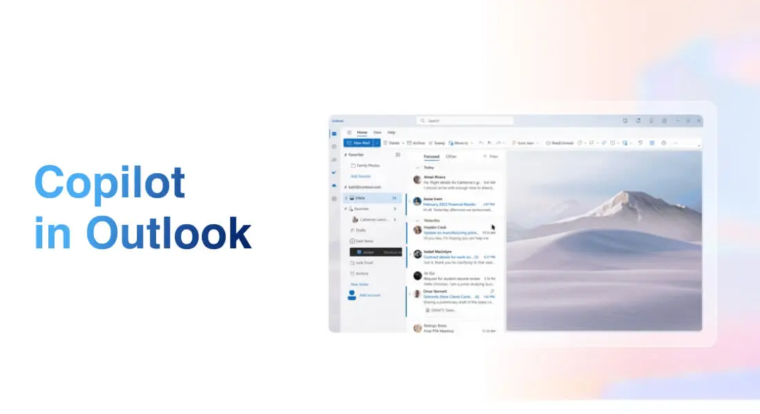 Schermata di Copilot in Outlook, che trova subito risposte adatte e pertinenti alle mail e fa risparmiare tempo
